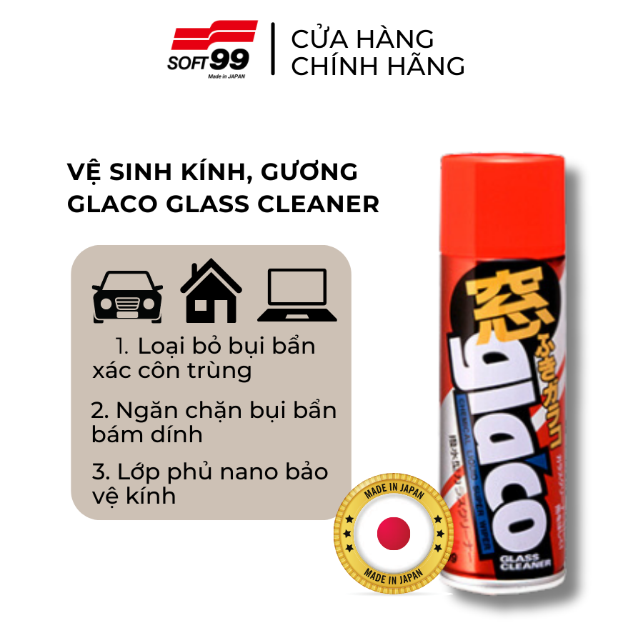 Vệ Sinh Kính Glaco Glass Cleaner Soft99 G-18
