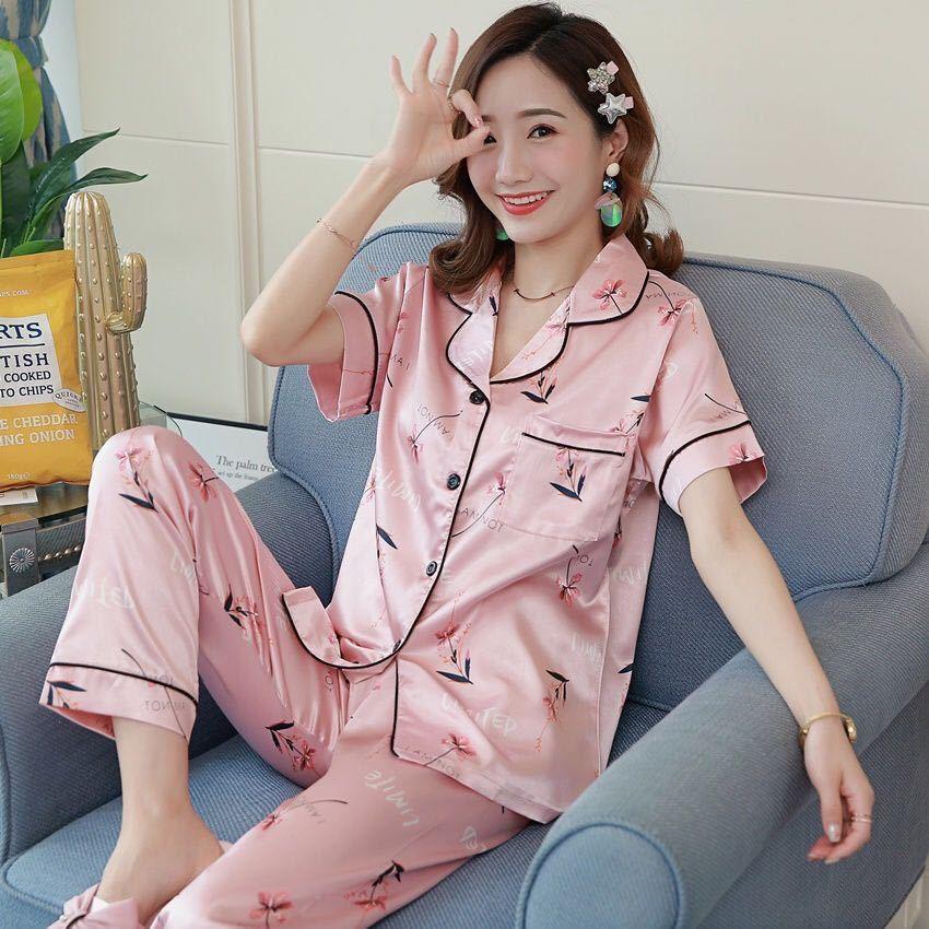 Pijama- Bộ Ngủ lụa áo cộc quần dài nhiều màu vải đẹp sang trọng LCD01