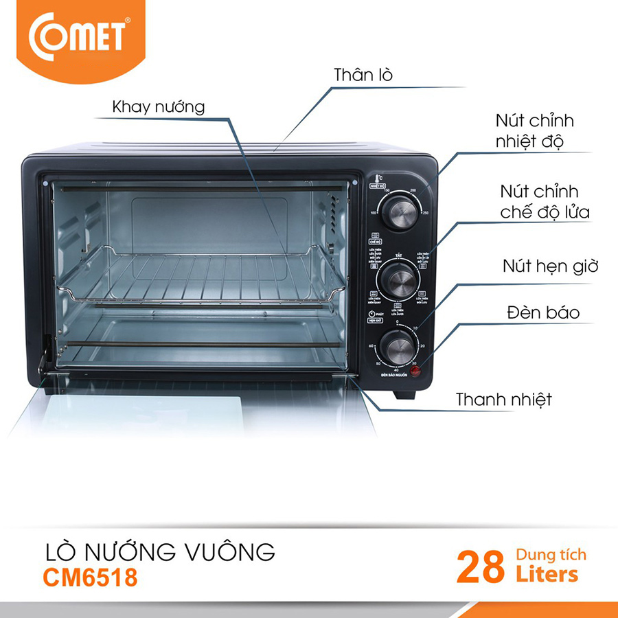 Lò Nướng Điện Đa Năng Comet CM6518 (28 Lít) - Hàng Chính Hãng