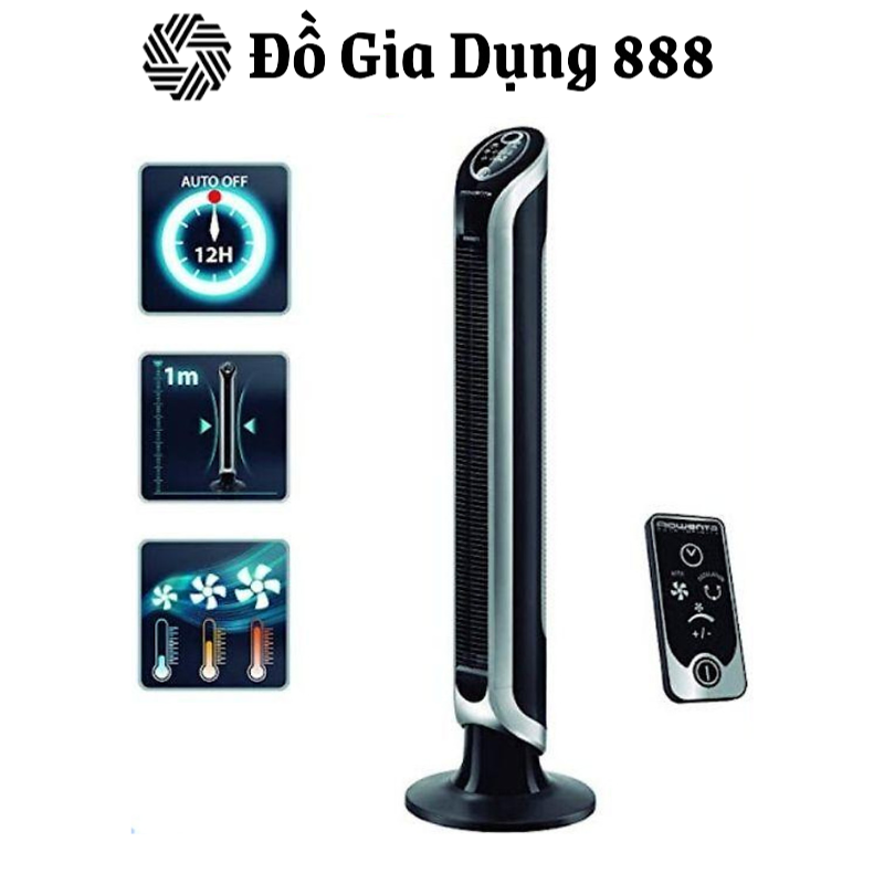 Quạt Trụ Tháp Điều Hòa Không Cánh Rowenta VU 6670FO, Quạt Không Cánh Thông Minh, 40W, 4 Cấp Gió, Có Điều Khiển, Nhập Đức