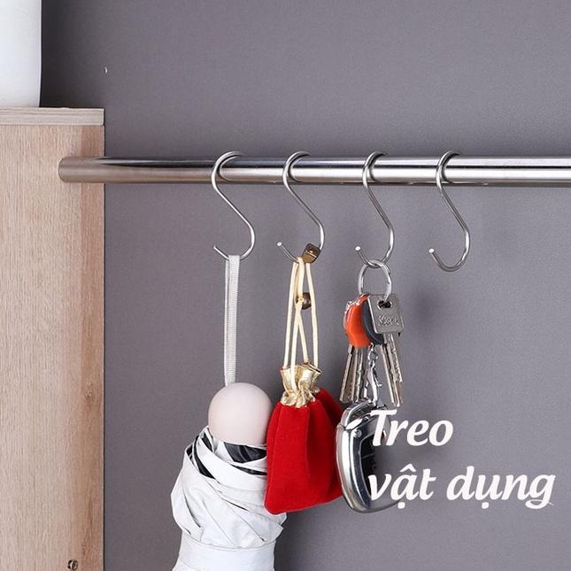 Móc treo đồ chữ S inox 304 treo quần áo chịu lực, đa năng loại dày (nhiều size)