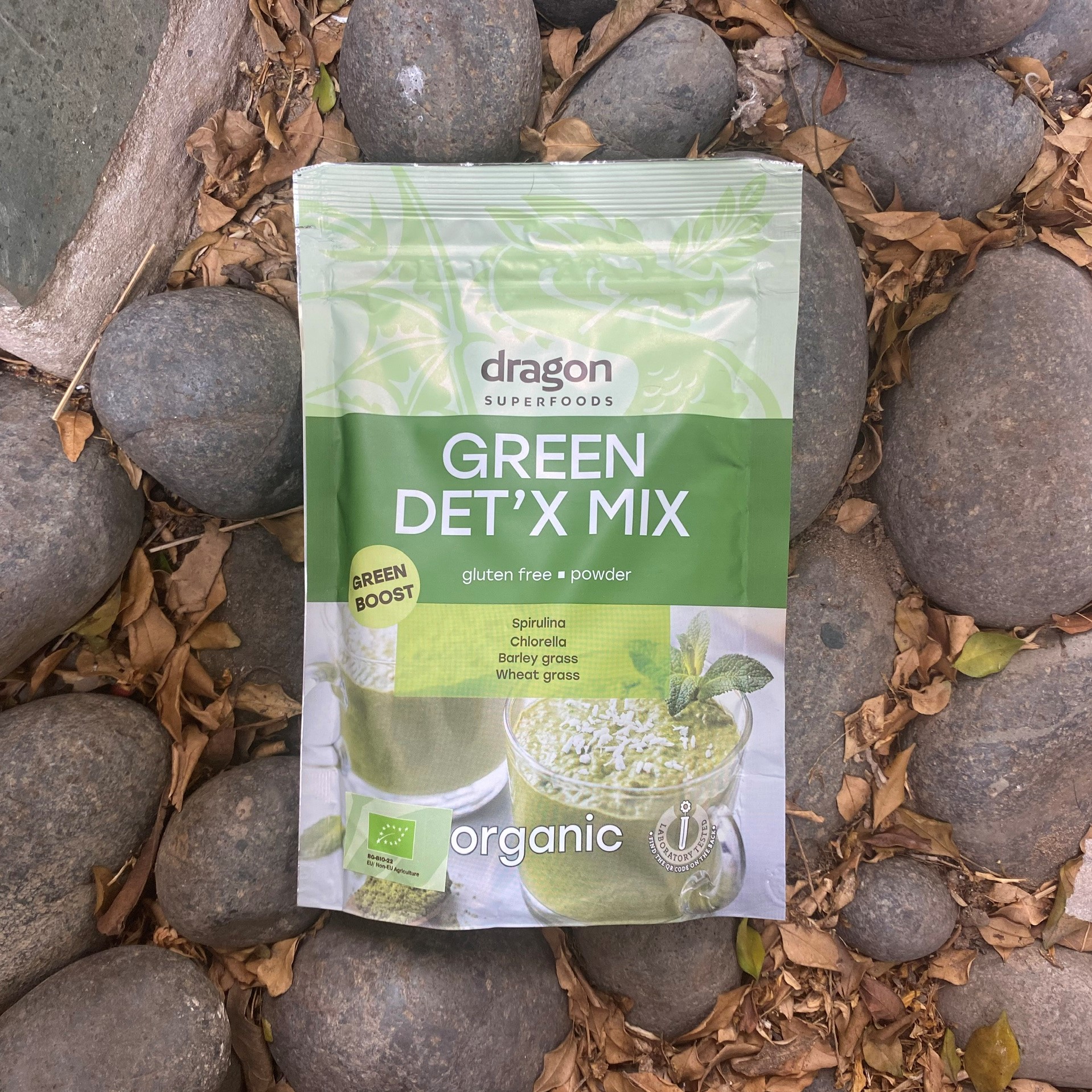 Hỗn hợp bột xanh detox hữu cơ Green detox organic Dragon Superfoods 200g (spirulina, chlorella, cỏ lúa mì, cỏ lúa mạch)