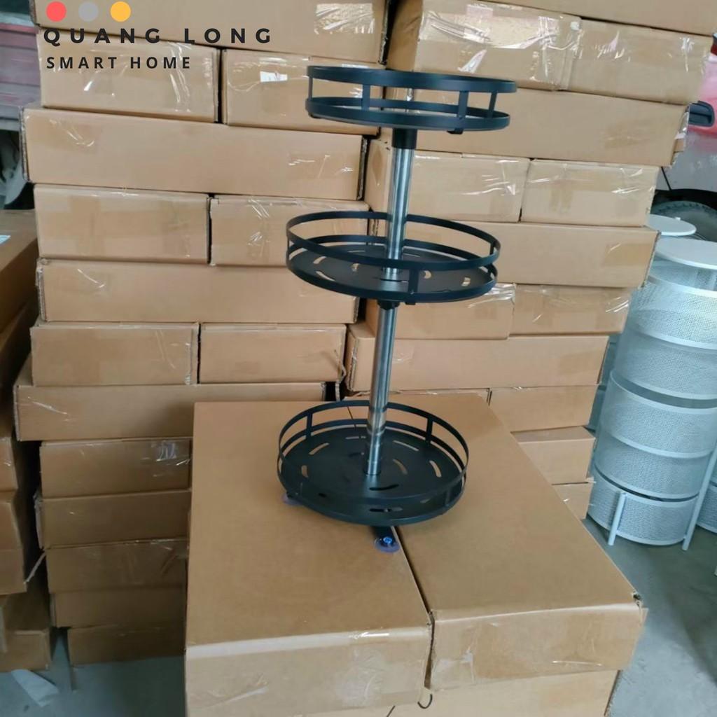 Kệ gia vị xoay 360 độ 2 Tầng/3 Tầng kệ để đồ nhà bếp thông minh dáng vuông tròn