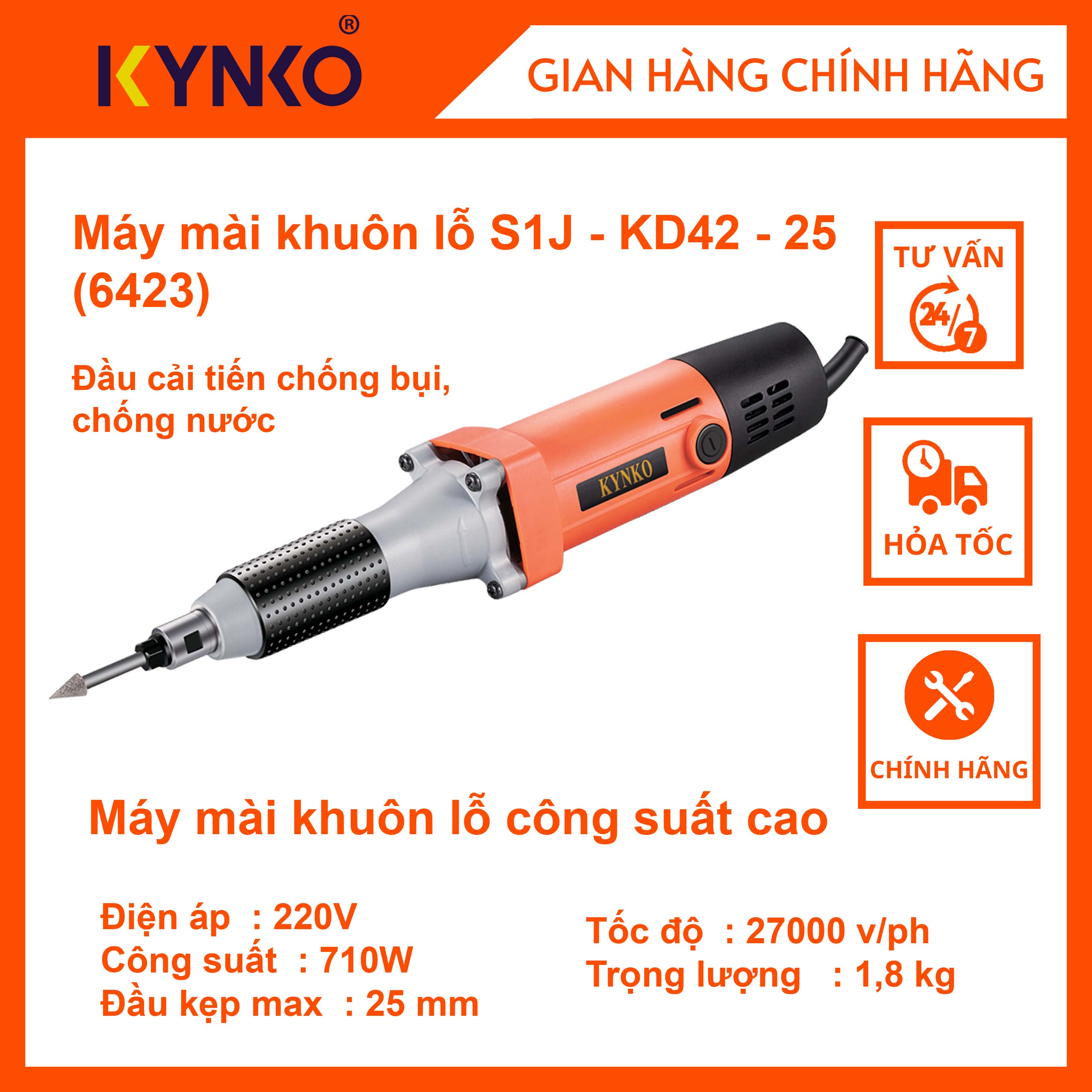 Máy mài khuôn lỗ Kynko S1J-KD42-25 Chống bụi, chống nước Hàng chính hãng / Hàng nhập khẩu #6423 giá tốt