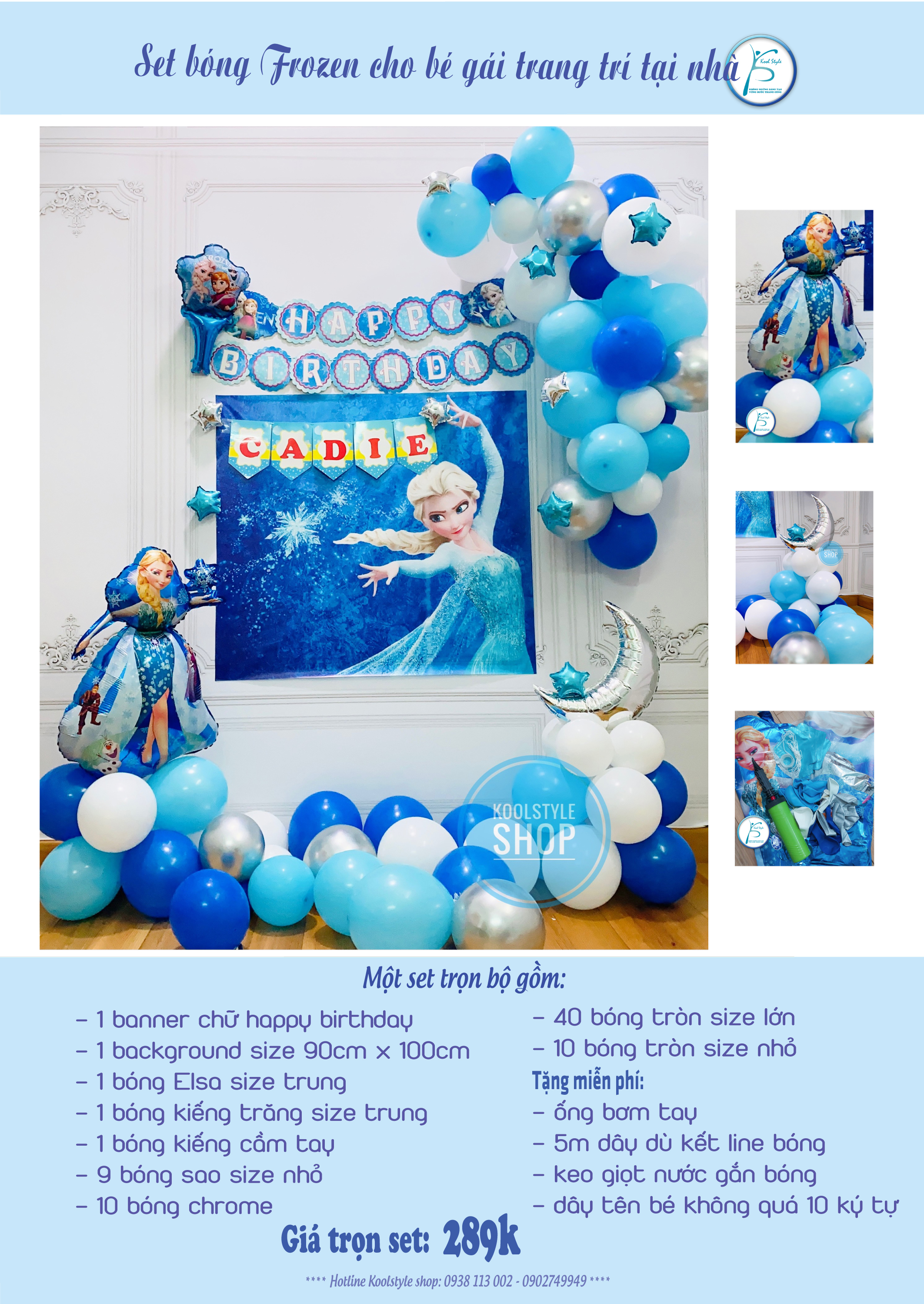 Backdrop bong bóng sinh nhật Frozen