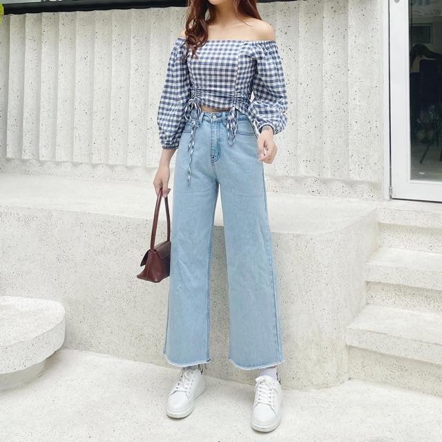 Quần ống rộng dáng dài 2 màu đậm- nhạt