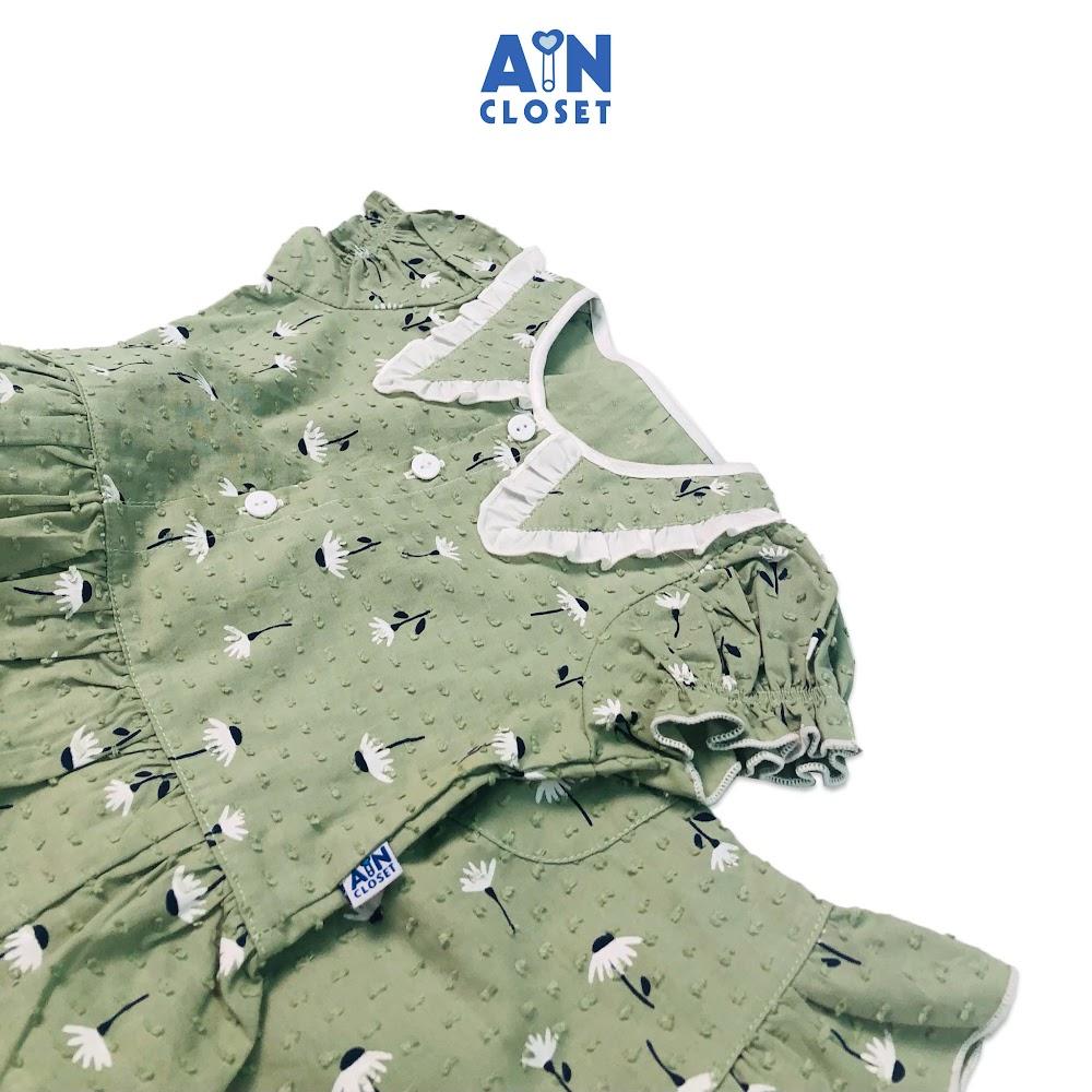 Bộ quần áo lửng bé gái họa tiết hoa Bồ công nền xanh cotton hạt - AICDBGLKPACM - AIN Closet
