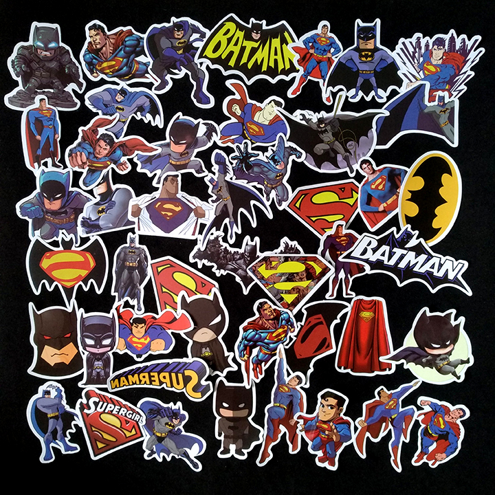 Bộ Sticker dán cao cấp chủ đề BATMAN - SUPERMAN - Dùng dán Xe, dán mũ bảo hiểm, dán Laptop