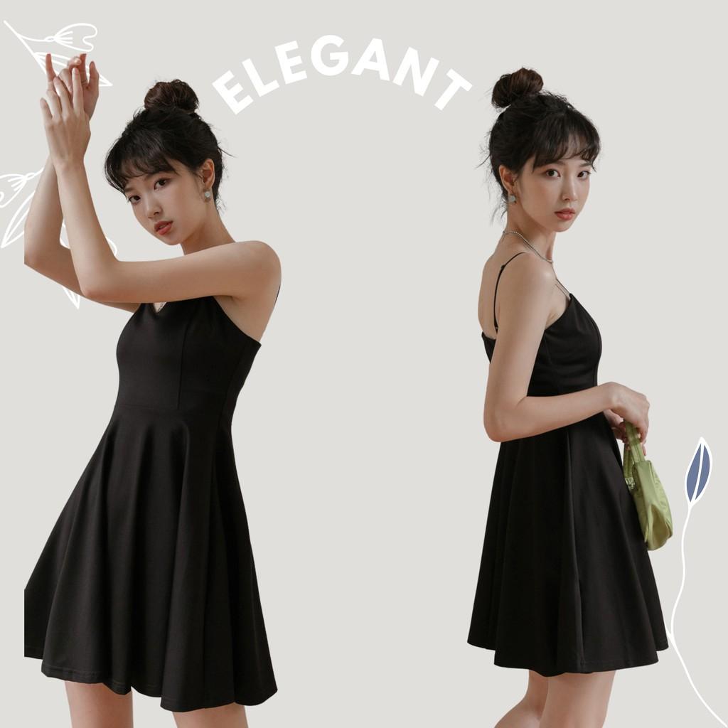Đầm nữ màu đen hai dây đơn giản tôn dáng| MINNIE DRESS