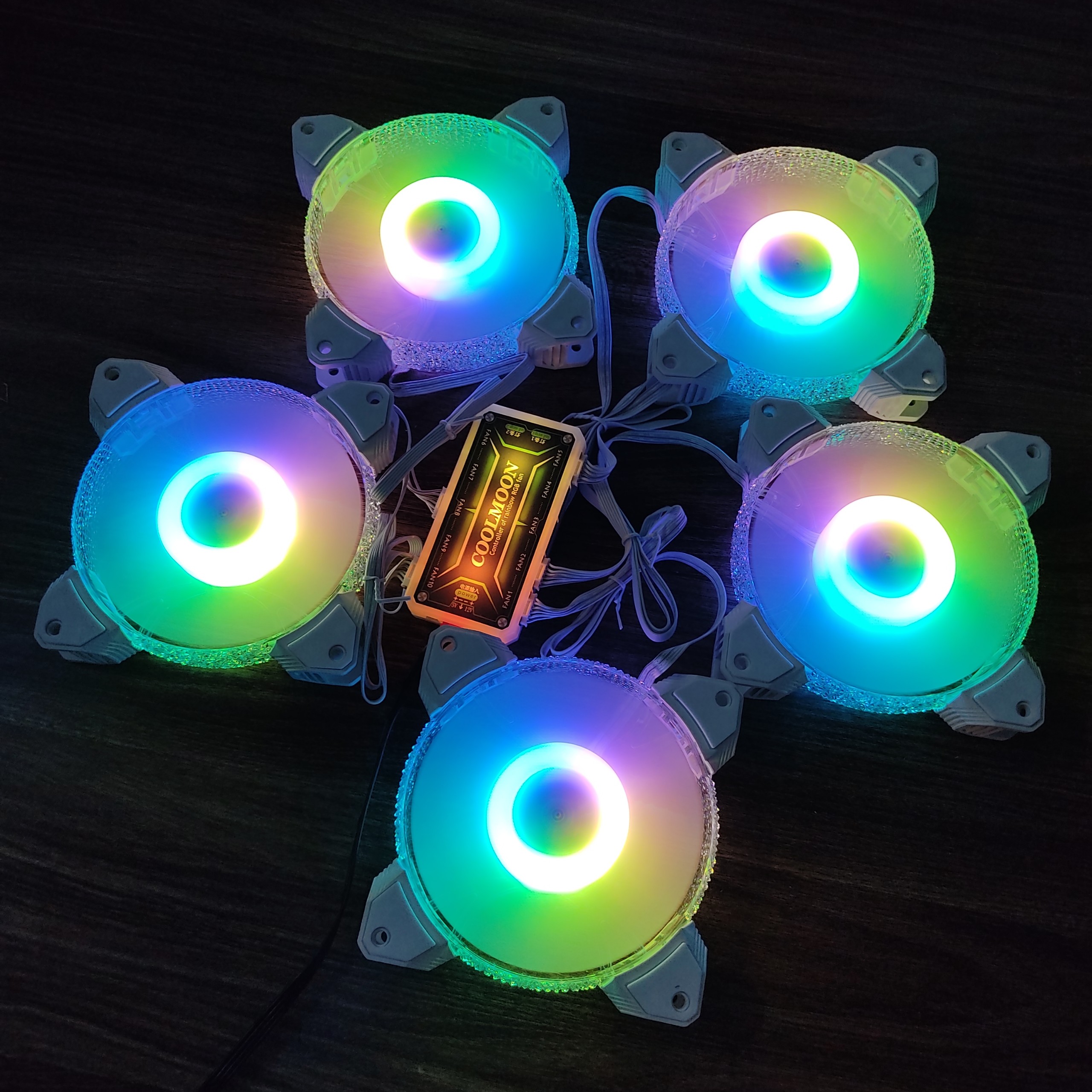 5 quạt tản nhiệt máy tính, Fan Led, Fan case RGB đồng bộ màu Hub, Phiên bản Diamond