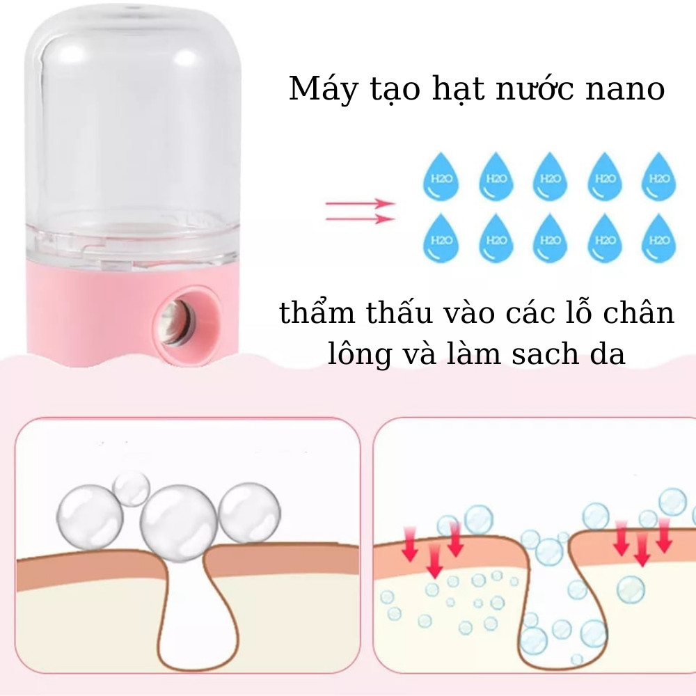 Máy phun sương xông da mặt mini nano tích điện dung tích 30ml TiLoKi W718B - Hàng Chính Hãng