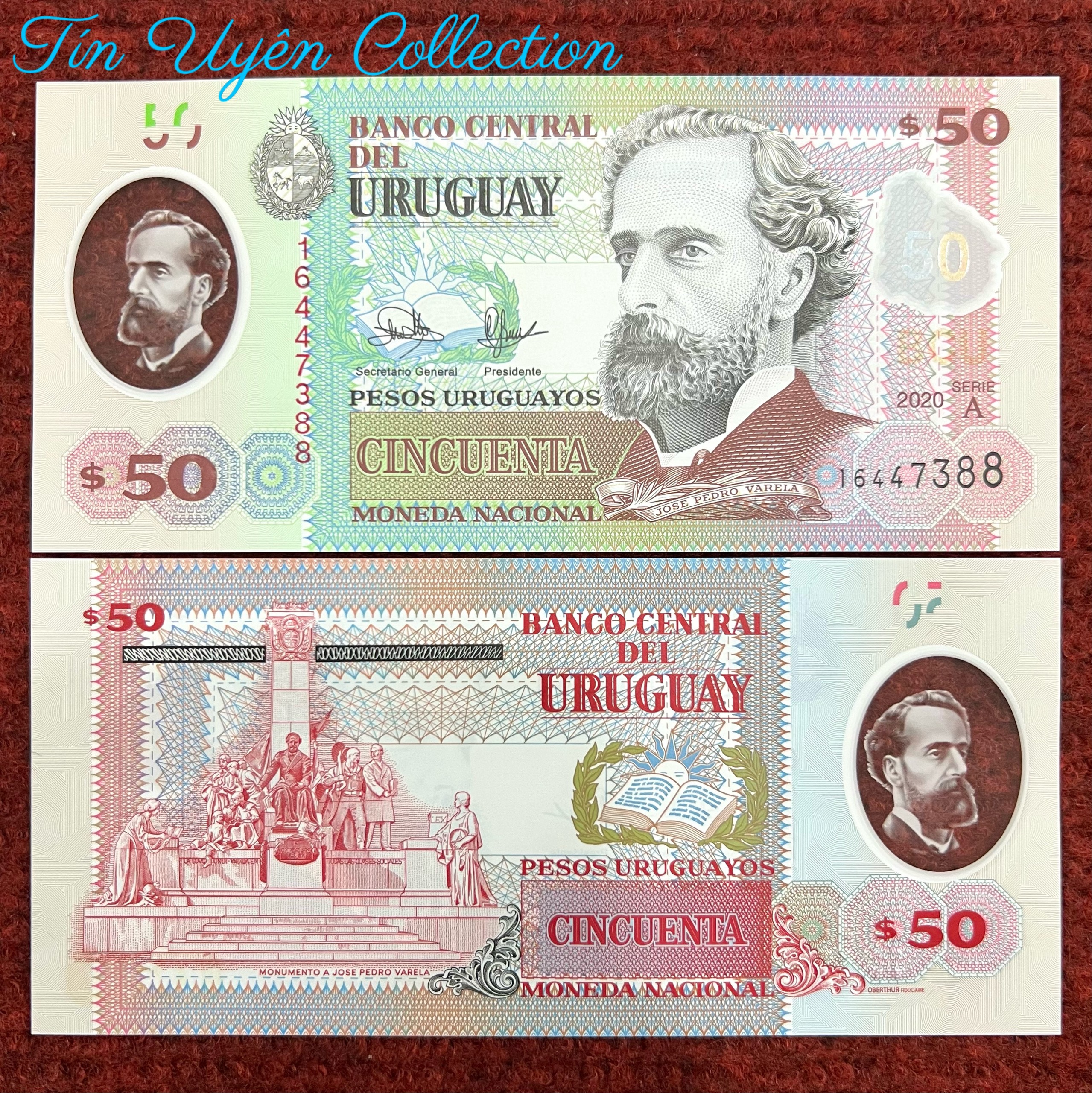 Tờ Tiền Uruguay 50 Pesos mới phát hành 2020 Polymer mới 100%