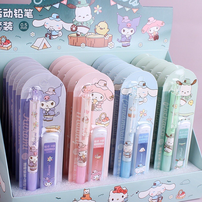 Combo Chì Bấm và Ruột Chì Hoạt Tiết Hoạt Hình Cute Dễ Thương Ngòi 0.5mm