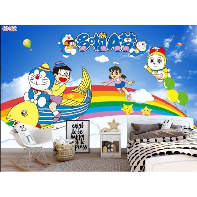 Tranh 3D dán phòng trẻ em, phòng ngủ em bé doremon, tranh dán tường cho bé KT 80x125cm-Huyền Chi- Đặt theo kích thước yêu cầu