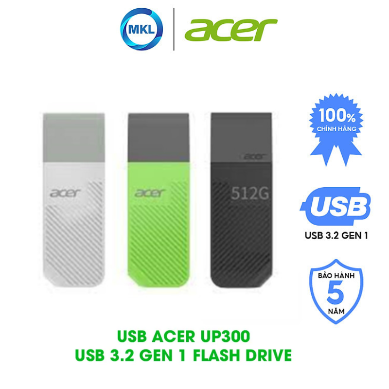 USB Acer UP300 tốc độ đọc/ghi lên đến 120 MB/s - Hàng chính hãng bảo hành 5 năm - Thiết bị lưu trữ dung lượng 8GB - 1TB