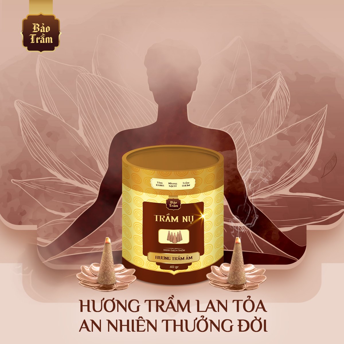 Nụ Trầm Hương Bảo Trầm, Nụ Tháp Cao Cấp 33g