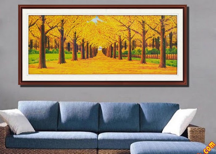 Tranh thêu chữ thập rừng cây lá vàng LV3259 - 136 x 74 cm - chưa thêu