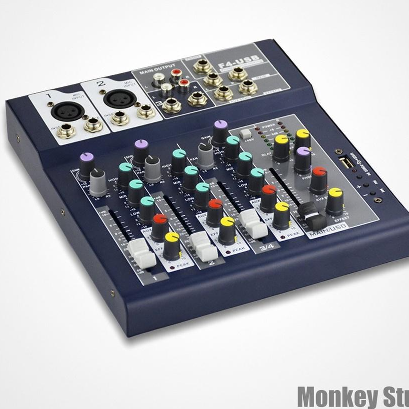 Bộ Mic Hát Livestream Mixer F4 & Mic ISK AT100 Chất Lượng Cao, Âm Thanh Cực Kỳ Sống Động - Hàng Chính Hãng