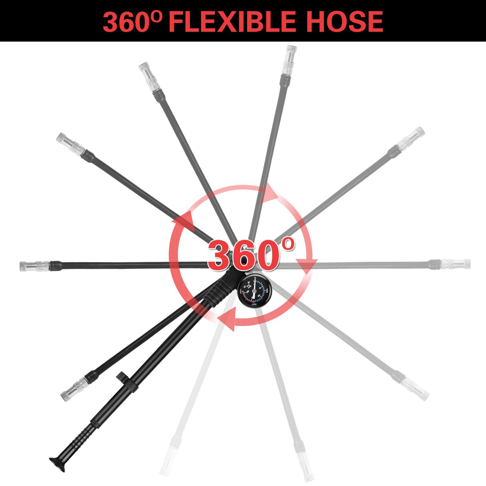 Máy bơm không khí 300 psi tức thời Presta Schrader Valve cho xe đạp leo núi với máy đo cho hệ thống treo phía sau