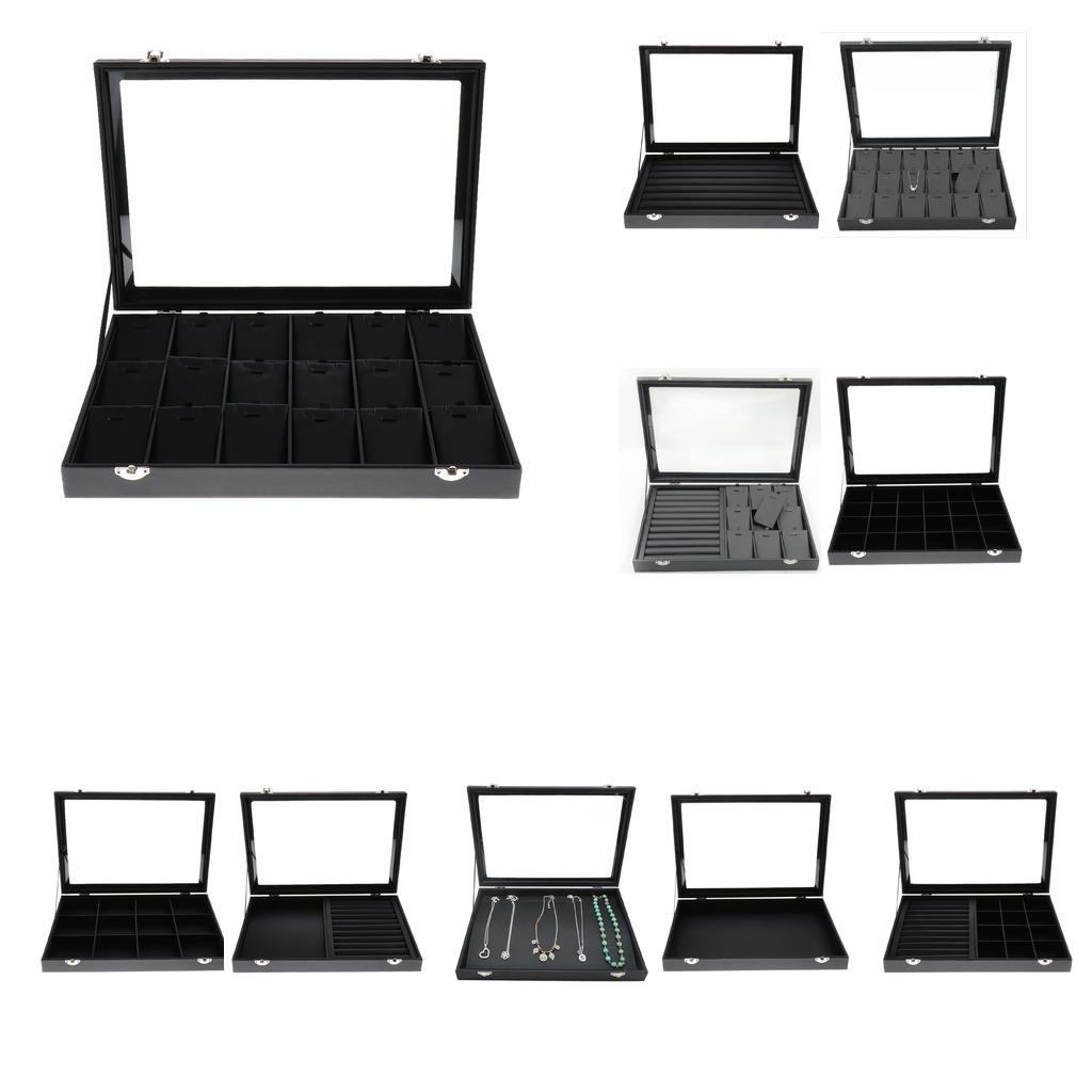 Clear Lid Jewelry Tray Display Organizer Storage Box Case Showcase