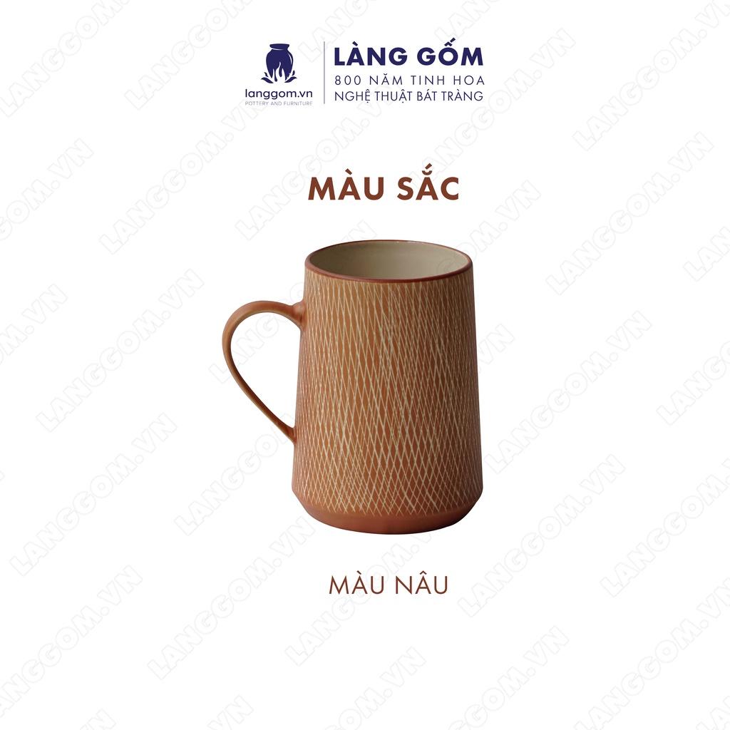 Cốc giữ nhiệt men mát kiểu gại, dung tích 600ml, gốm sứ Bát Tràng cao cấp, dùng uống nước, trà, cà phê - LÀNG GỐM