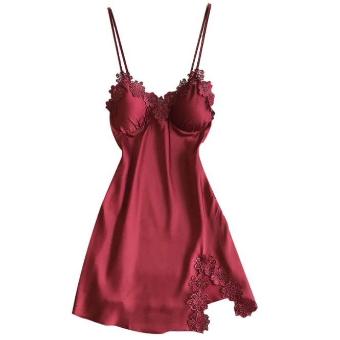 HISEXY Đầm Ngủ Ren Hoa Liền Thân Lụa Satin Có Đủ Size Dưới 75 Kg MD01