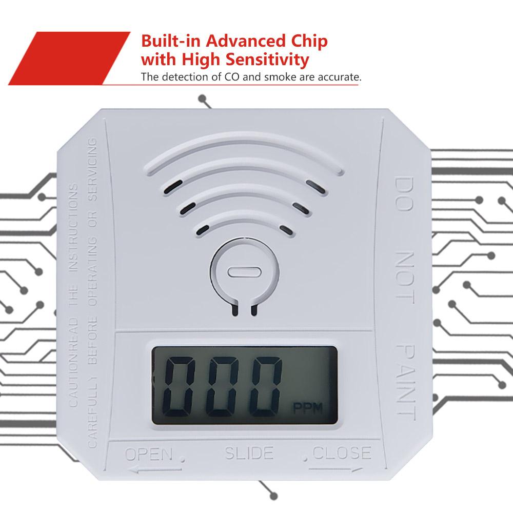 Máy Dò Khói Co Carbon Monoxide Vận Hành Bằng Pin Với Màn Hình Hiển Thị Led Với 2 Chế Độ Cảnh Báo