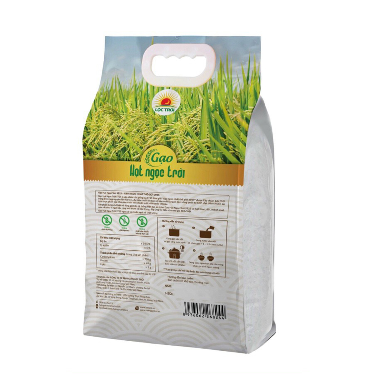 Gạo Thơm Đặc Sản ST25 Hạt Ngọc Trời Túi 5Kg - Cơm mềm dẻo, vị ngọt, thơm nhẹ - Đạt giải gạo ngon nhất thế giới 2019