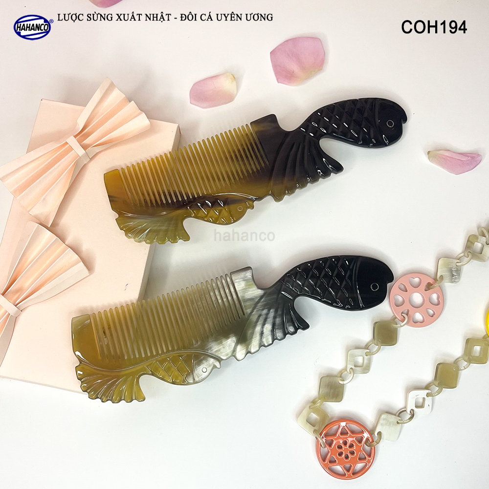 Lược Sừng Vân Nưa Đôi Cá Uyên Ương thể hiện tình yêu vĩnh cửu - Mẫu Cao Cấp Siêu Đẹp - COH194