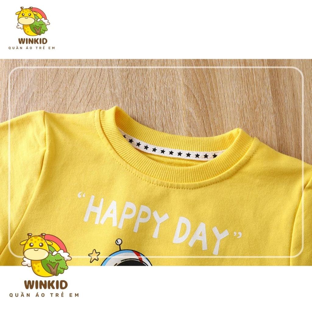 Áo nỉ cho bé WINKID, áo nỉ da cá thu đông dài tay họa tiết in hình dễ thương - WK012