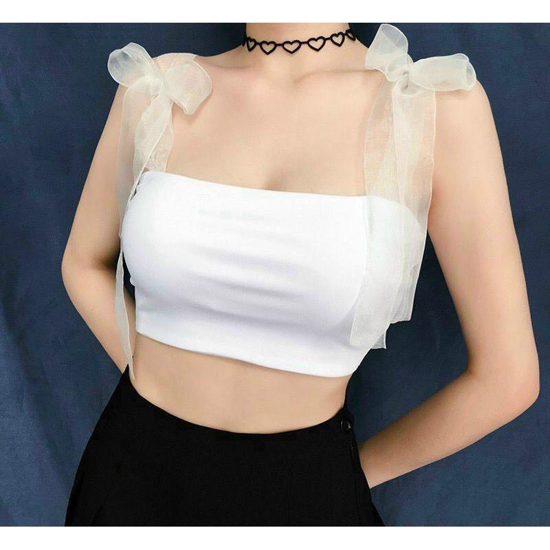 Áo croptop cột nơ vai