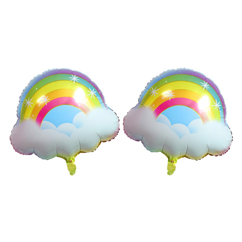 2 Pack Mylar Foil Balloons Rainbow Clouds Design for Wedding Party Supplies