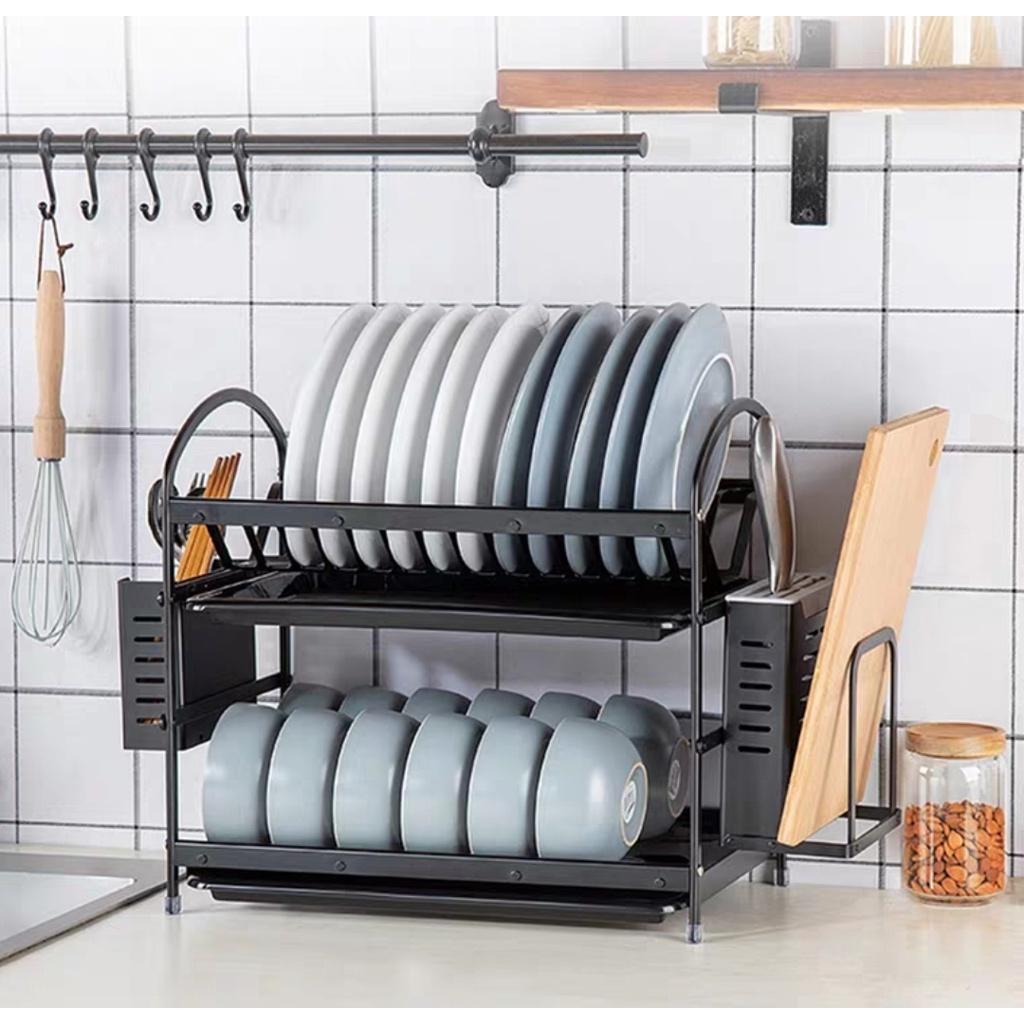 Kệ úp chén, dĩa inox, kệ để chén dĩa thông minh 2 tầng đa năng sơn tĩnh điện