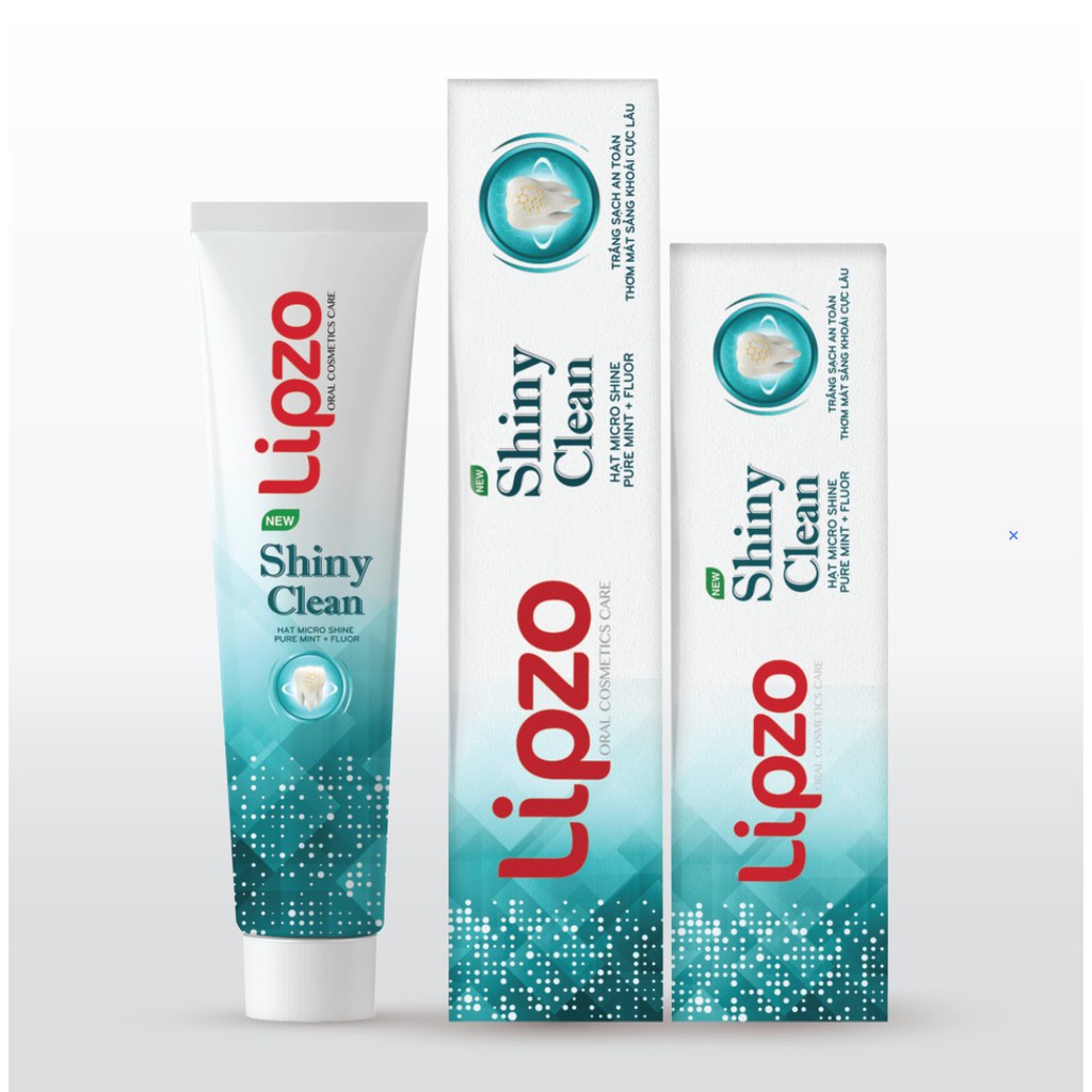 Combo 03 Kem Đánh Răng LIPZO Shiny Clean Vị The Mát Diệt Khuẩn 95g Khử Mùi, Không Bào Mòn Men Răng Từ Khoáng Chất Vỏ Sò