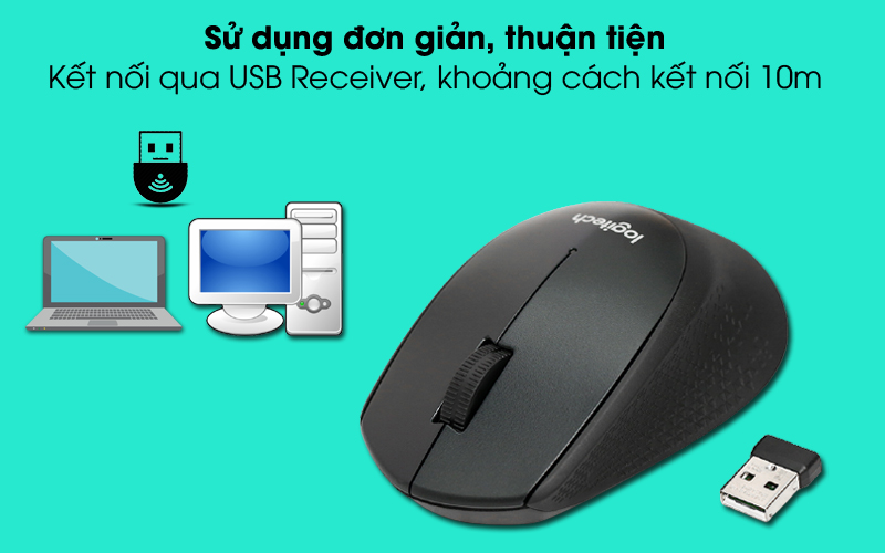 Chuột Không Dây LOGITECH M331 Silent | Màu Đen | Hàng Chính Hãng