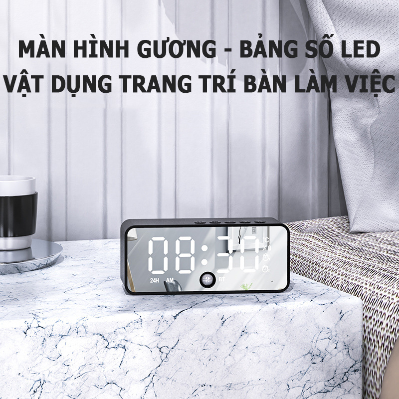 Đồng Hồ Để Bàn Đa Chức Năng, Cảm Biến Thông Minh Tự Động Bật Tắt Màn Hình, Mặt Gương Led - Hàng Nhập Khẩu