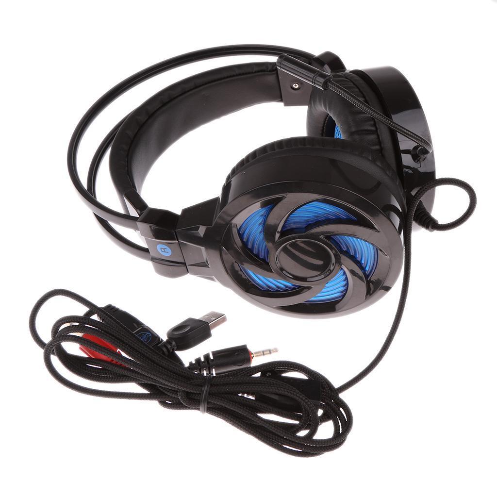 LED Light Gaming Headset Headband Headphone USB 3.5mm for PC