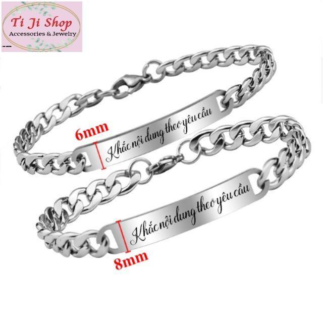Vòng tay lắc tay cặp đôi  inox khắc tên theo yêu cầu không đen không gỉ sét