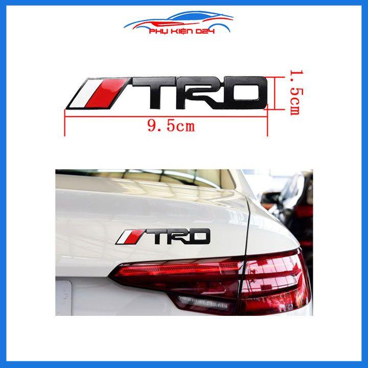 Logo tem dán chữ nổi TRD dùng dán đuôi cho xe ô tô hai màu đen mạ crom