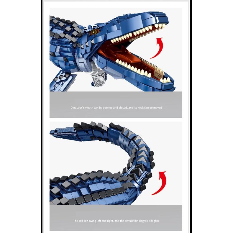 Đồ chơi Lắp ráp Khủng Long Biển Mosasaurus, Panlos 611005 Thằn lằn sông Xếp hình thông minh