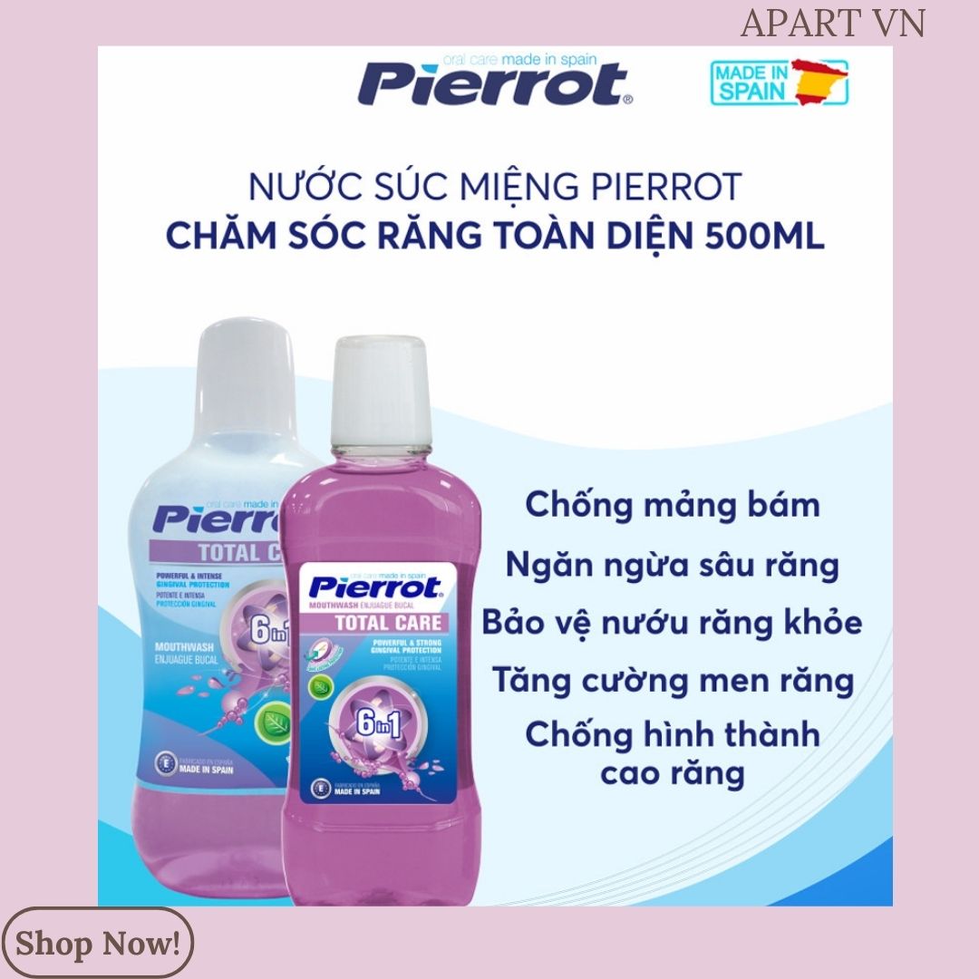 [ Tặng nước tẩy trang 100ml ] Nước súc miệng chăm sóc răng toàn diện giúp thơm miệng ngừa sâu răng PIERROT 500ml