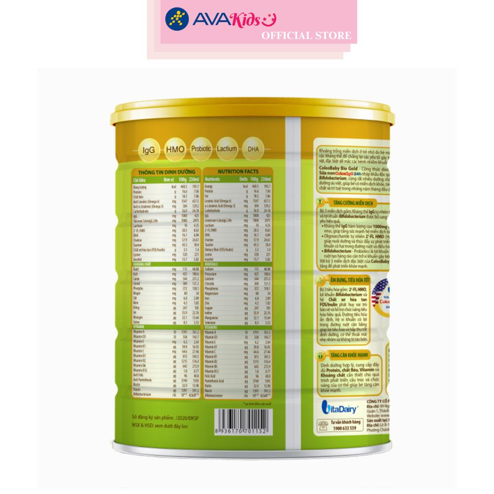 Sữa bột ColosBaby Bio Gold 1+ (sữa non) hương vani 800g (1 - 2 tuổi)