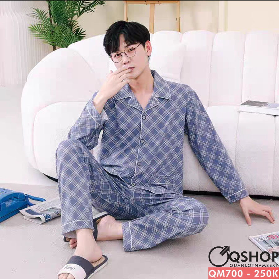 Bộ đồ pijama nam thun cotton quần dài tay dài bộ đồ ngủ mặc nhà QSHOP QM700 - QM701