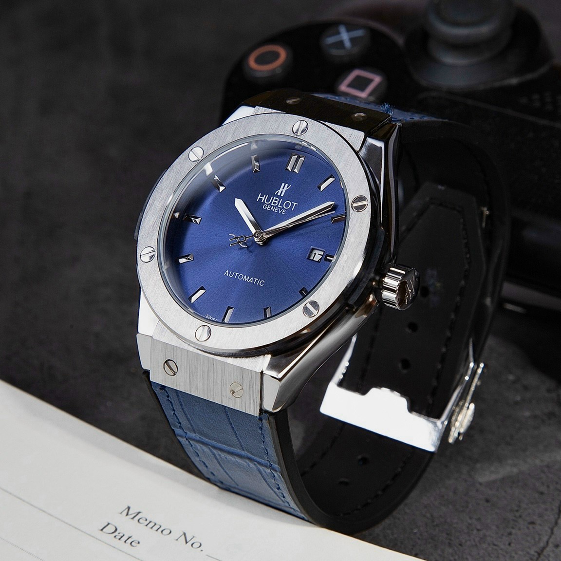 Đồng Hồ Cơ Nam HuBLot Automatic NB, Mặt Sapphire Size 42 Viền Trơn, Dây Da