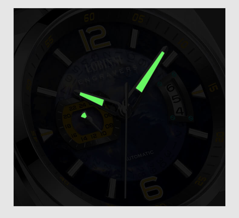 Đồng hồ nam chính hãng Lobinni No.16070-3 BH 24T Chống nước 50M Kính Saphire Chống Xước Dây Da Cao Cấp