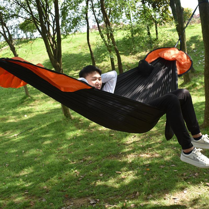 Cắm Trại Lớn Võng Với Đèn Bắt Muỗi 2 Người Bật Nhảy Dù Treo Nhẹ Võng Cây Dây Xích Đu Võng