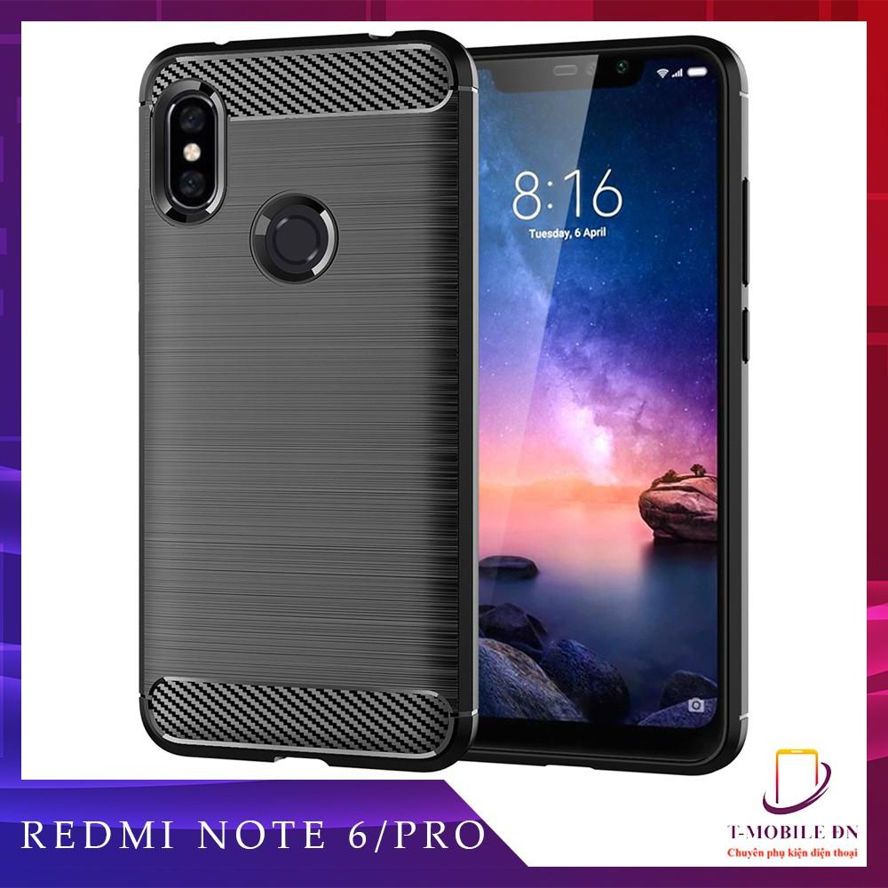 Ốp lưng cho Xiaomi Redmi Note 6 Pro dẻo Carbon phay xước chống sốc chống vân tay