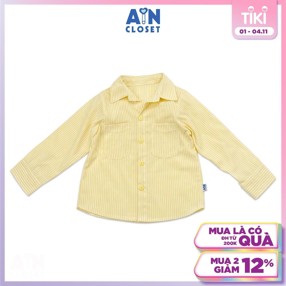 Áo sơ mi dài tay bé trai họa tiết Sọc Vàng cotton - AICDBTVHHSZQ - AIN Closet