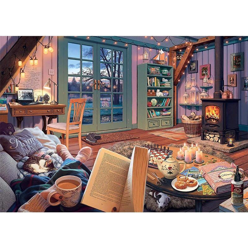 Tranh Ghép Xếp Hình 1000 Mảnh Jigsaw Puzzle, Màu Đẹp Sắc Nét Miếng Dày RandomCut 70x50cm CC98