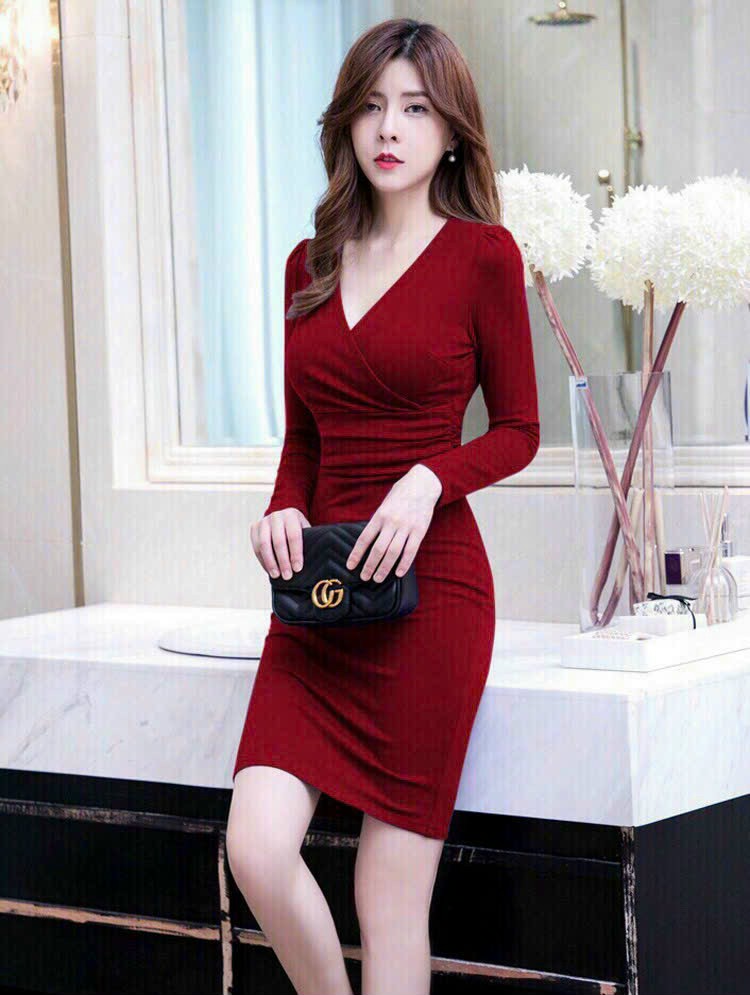 ĐẦM BODY CỔ ĐẮP CHÉO CAO CẤP